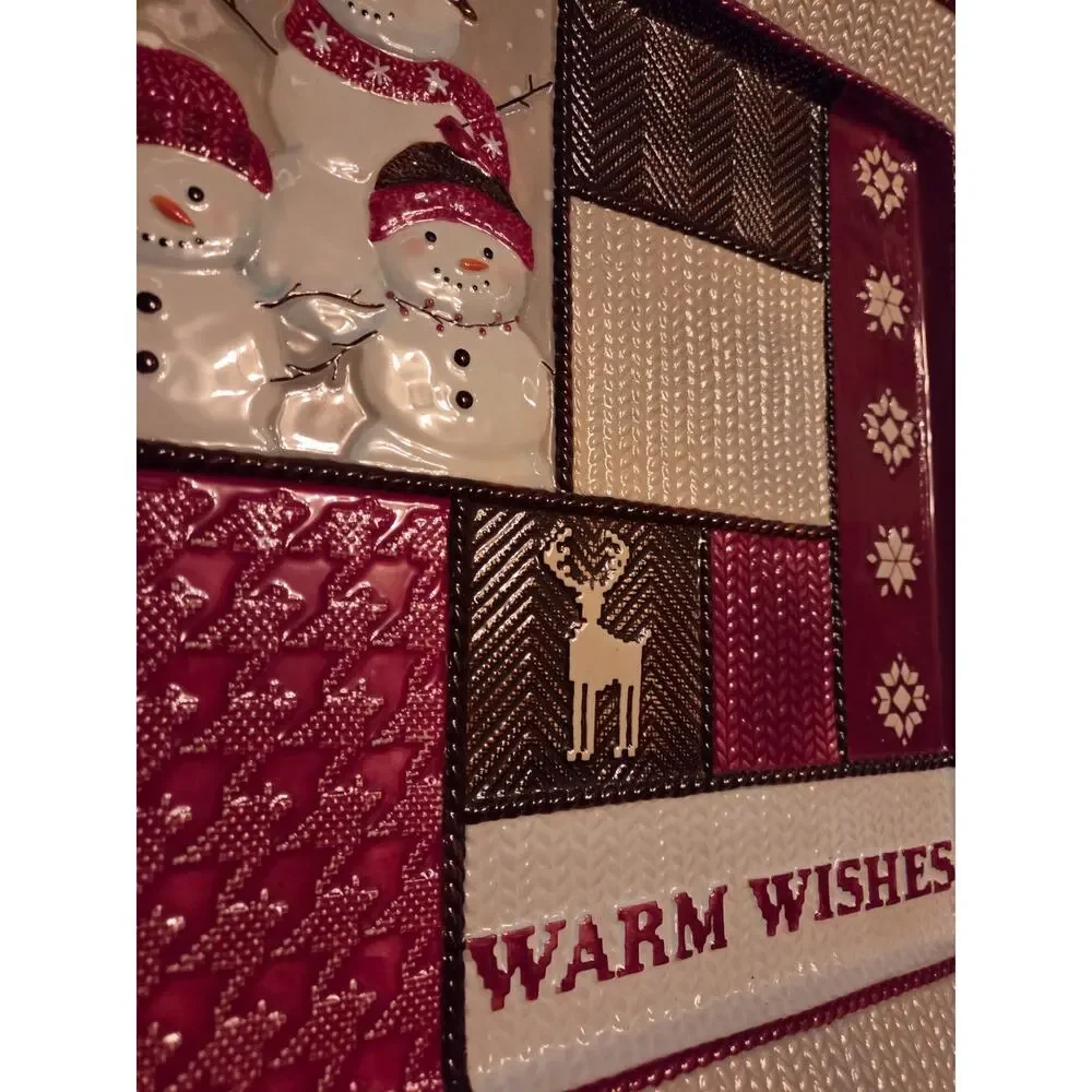 St. Nicholas Square Plate Cookie Tray "Warm Wishes" 14" Christmas Holiday - Picture 2 of 3